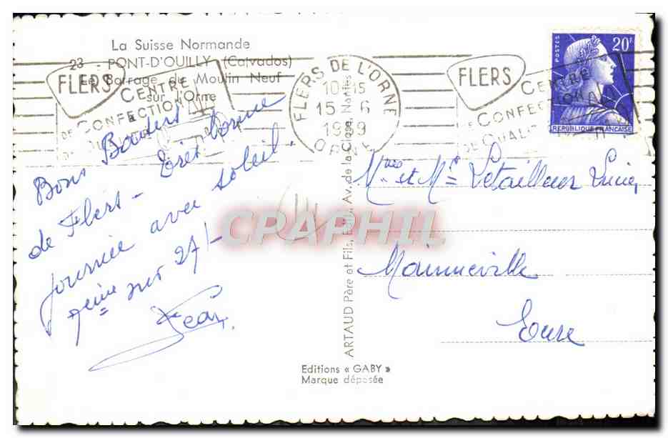 CPM La Suisse Normandie Pont d'Ouilly Barrage dumoulin neuf sur l'orne — Rückseite