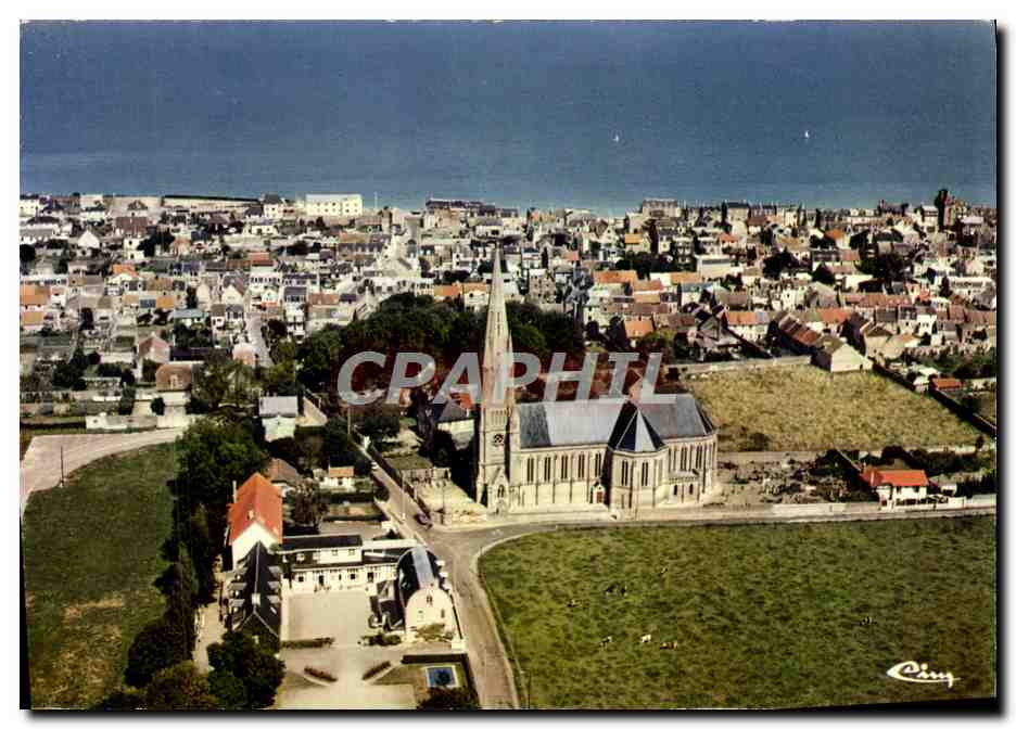 Saint-Aubin-sur-Mer — Vue générale aérienne — L'Église - La Colonie S.N.C.F. — Imprimeur Combier