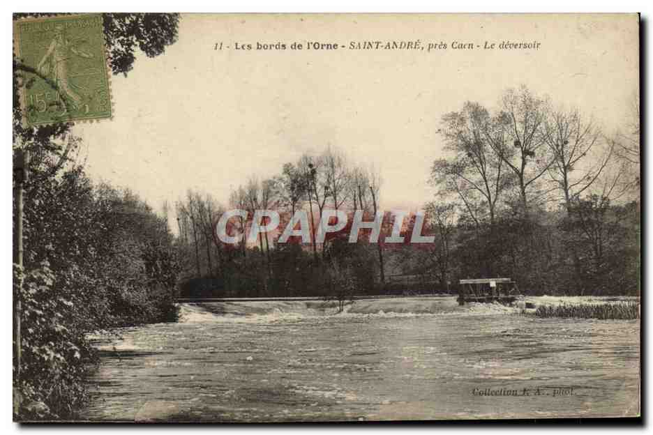Les bords de l'Orne - SAINT-ANDRÉ, près Cacen - Le déversoir
