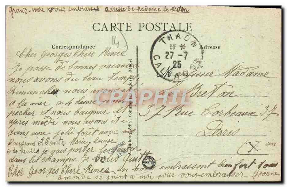 Thaon (Calvados) - Le Château — série A+D 109, éditeur Châteaux du Calvados — Verso