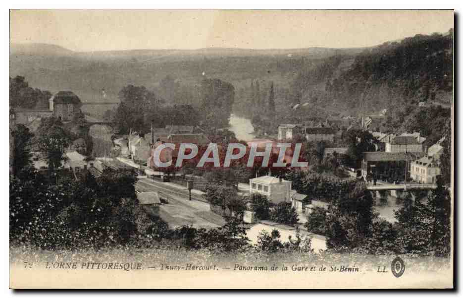 CPA Thury Harcourt Panorama de la Gare et de Saint Benin