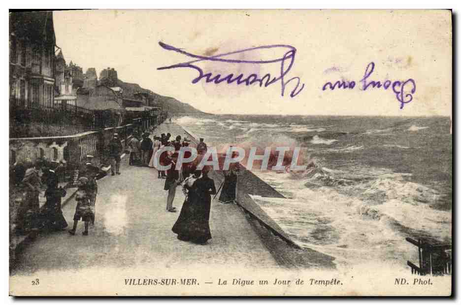 Villers-sur-Mer — La Digue un Jour de Tempête — ND. Phot.