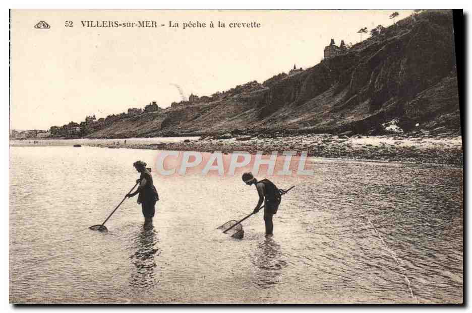 Villers-sur-Mer — La pêche à la crevette — série 52, éditée par l'Almanach des Arts Photographiques, Strasbourg