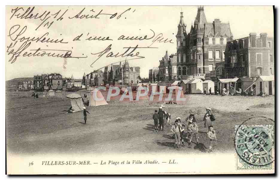 Villers-sur-Mer — Blick auf den Strand und Villa Abadie — LL. n°36