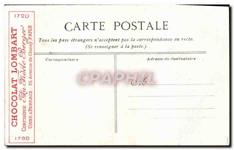 CPA Villers Sur Mer Publicite Chocolat Lombart  — Verso