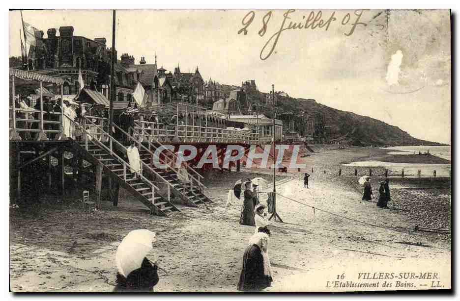 Tarjeta postal antigua Villers Sur Mer L'etablissement des bains