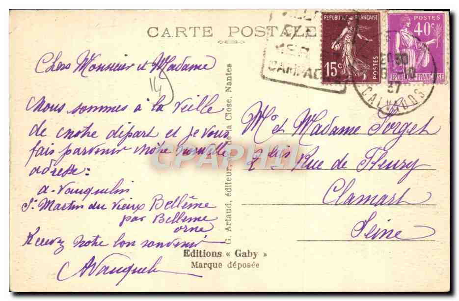 Villers-sur-Mer — Hôtel-Restaurant du « Petit-Duc » — Saby — Rückseite