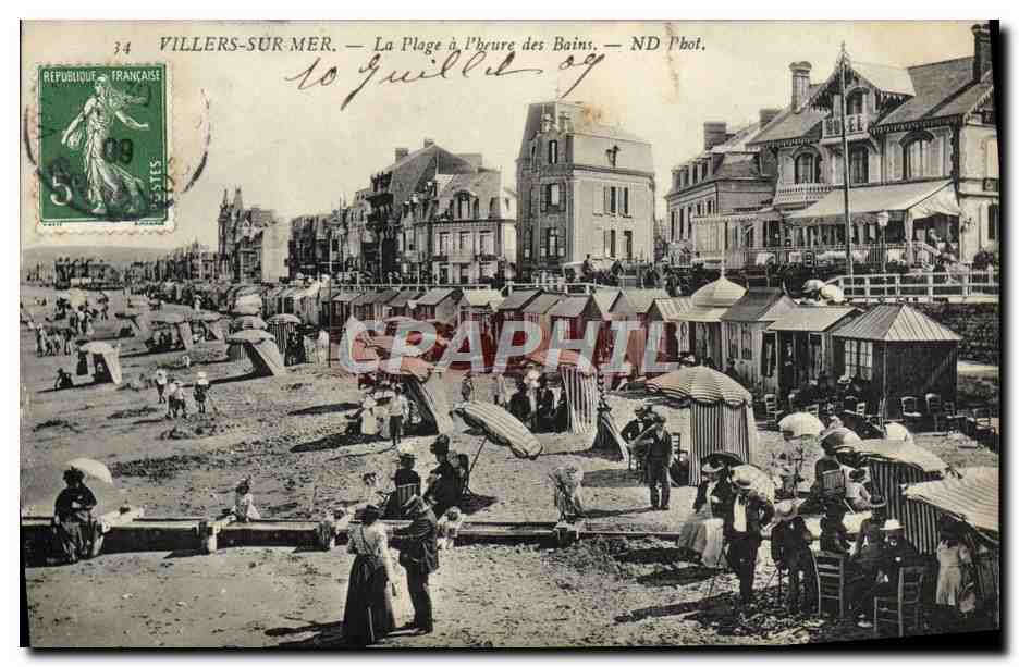 CPA Villers Sur Mer La Plage a L'Heure des Bains