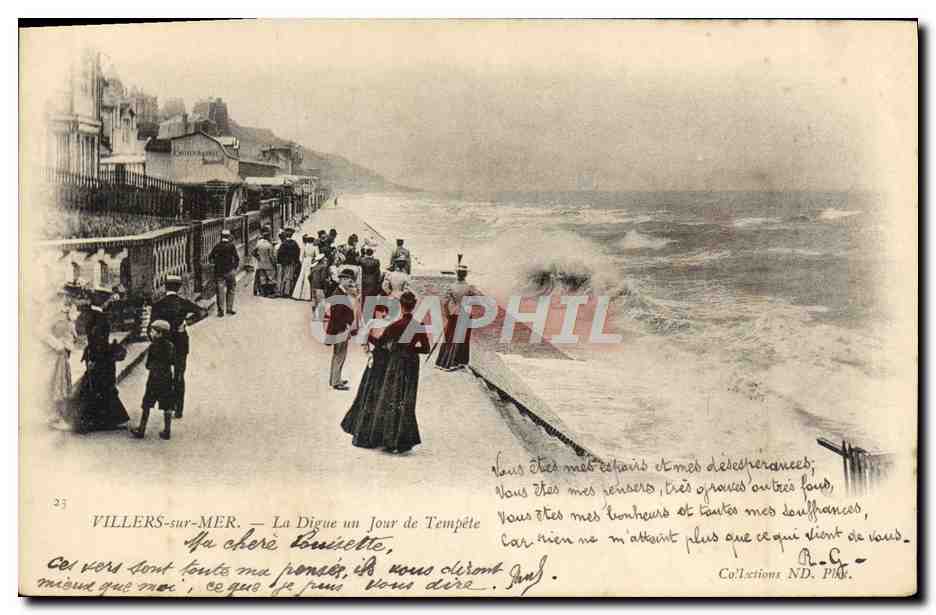 Villers-sur-Mer — Die Digue an einem Sturmtag — Verlag ND. PK. Nr. 25