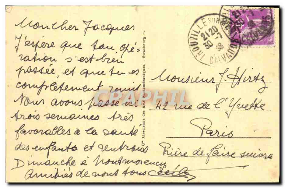 Villers-sur-Mer — Vue prise des Falaises — éditeur CBA n°69 — Rückseite