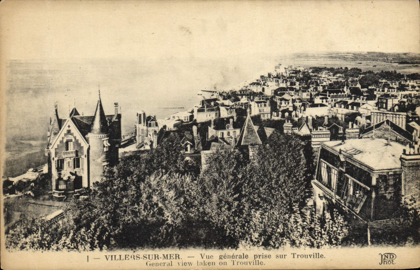 Antike Ansichtskarte Blick auf Villers Sur Mer aus Trouville