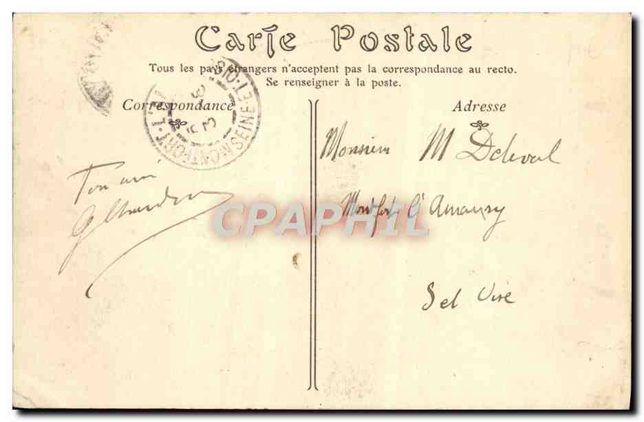 Tarjeta postal antigua Villers Sur Mer Vista General Tomada desde Trouville — Reverso
