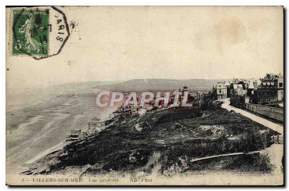 Tarjeta postal antigua Villers Sur Mer Vista General