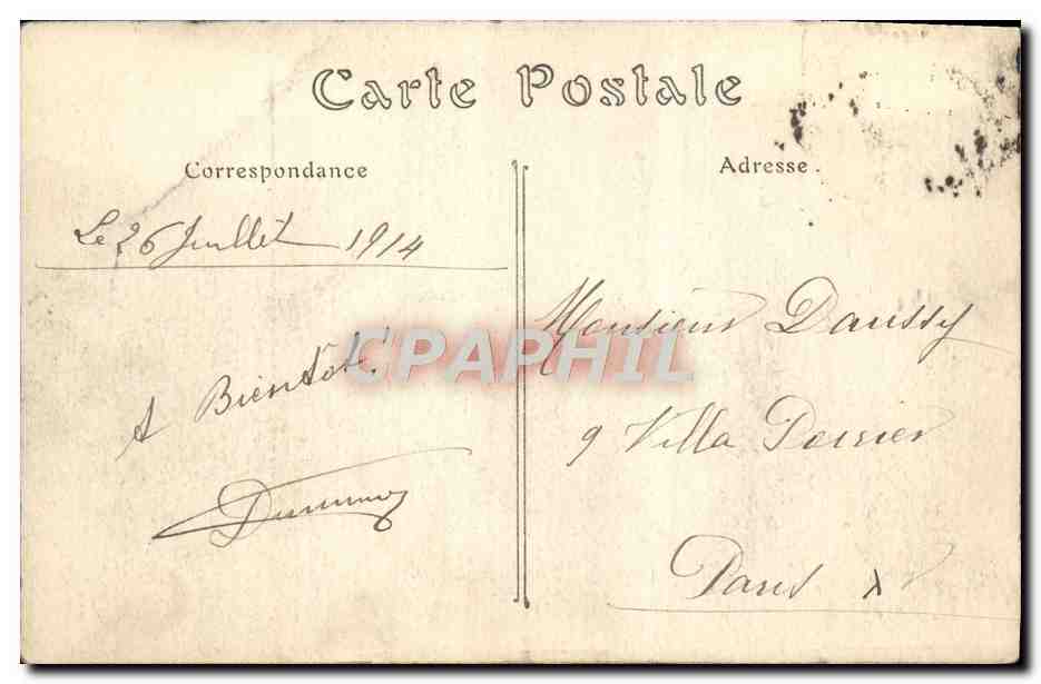 Tarjeta postal antigua Villers Sur Mer Vista General — Reverso