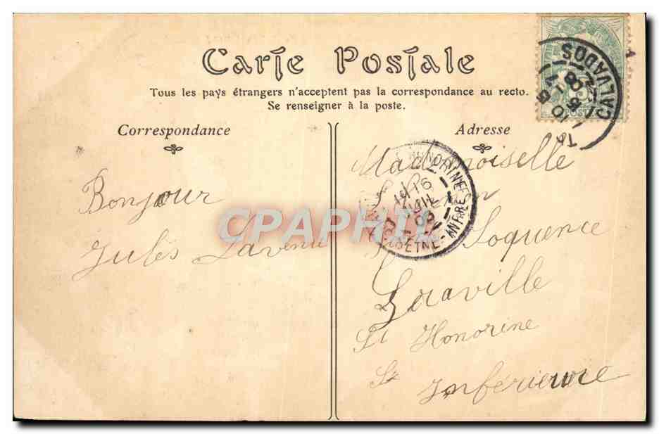 CPA Route de Honfleur Trouville Entree de Villerville  — Verso