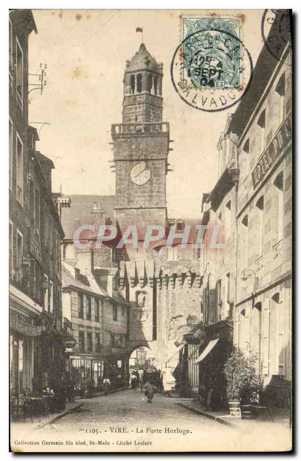 CPA Vire La Porte Horloge