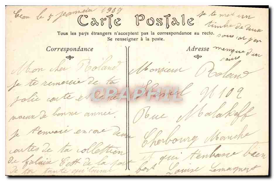CPA Falaise La Fontaine d'Arlette — Verso
