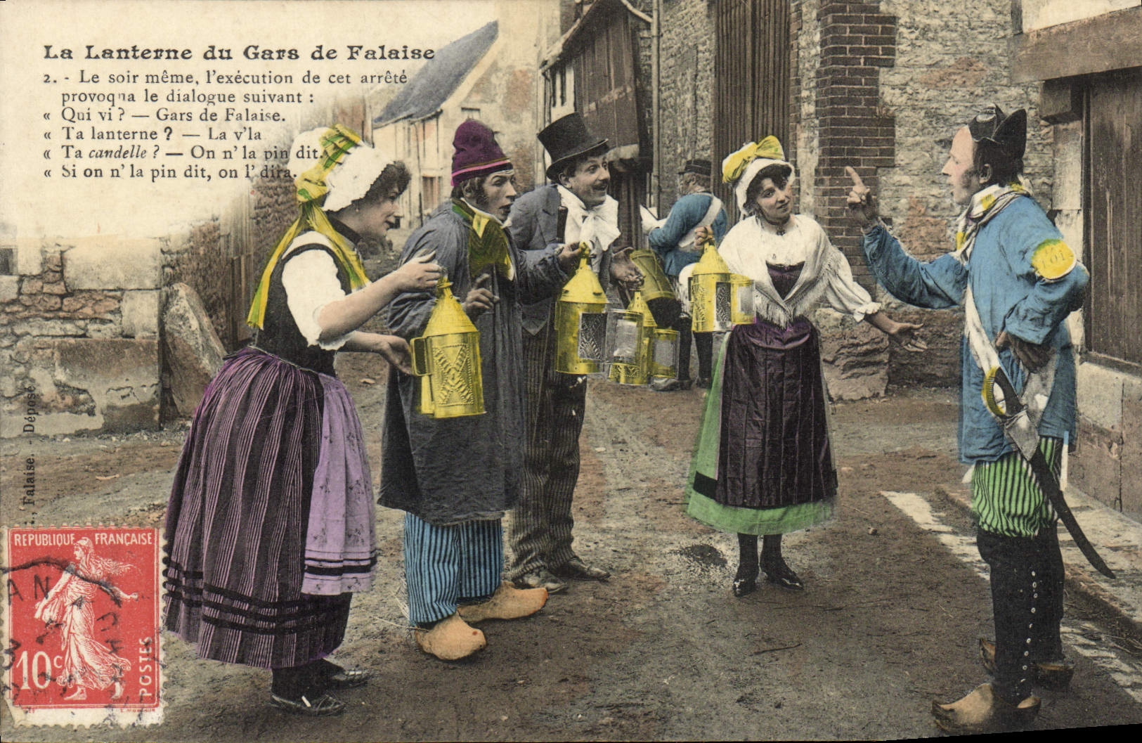 La Lanterne du Gars de Falaise — scène de carnaval avec dialogue — Dépose, Falaise