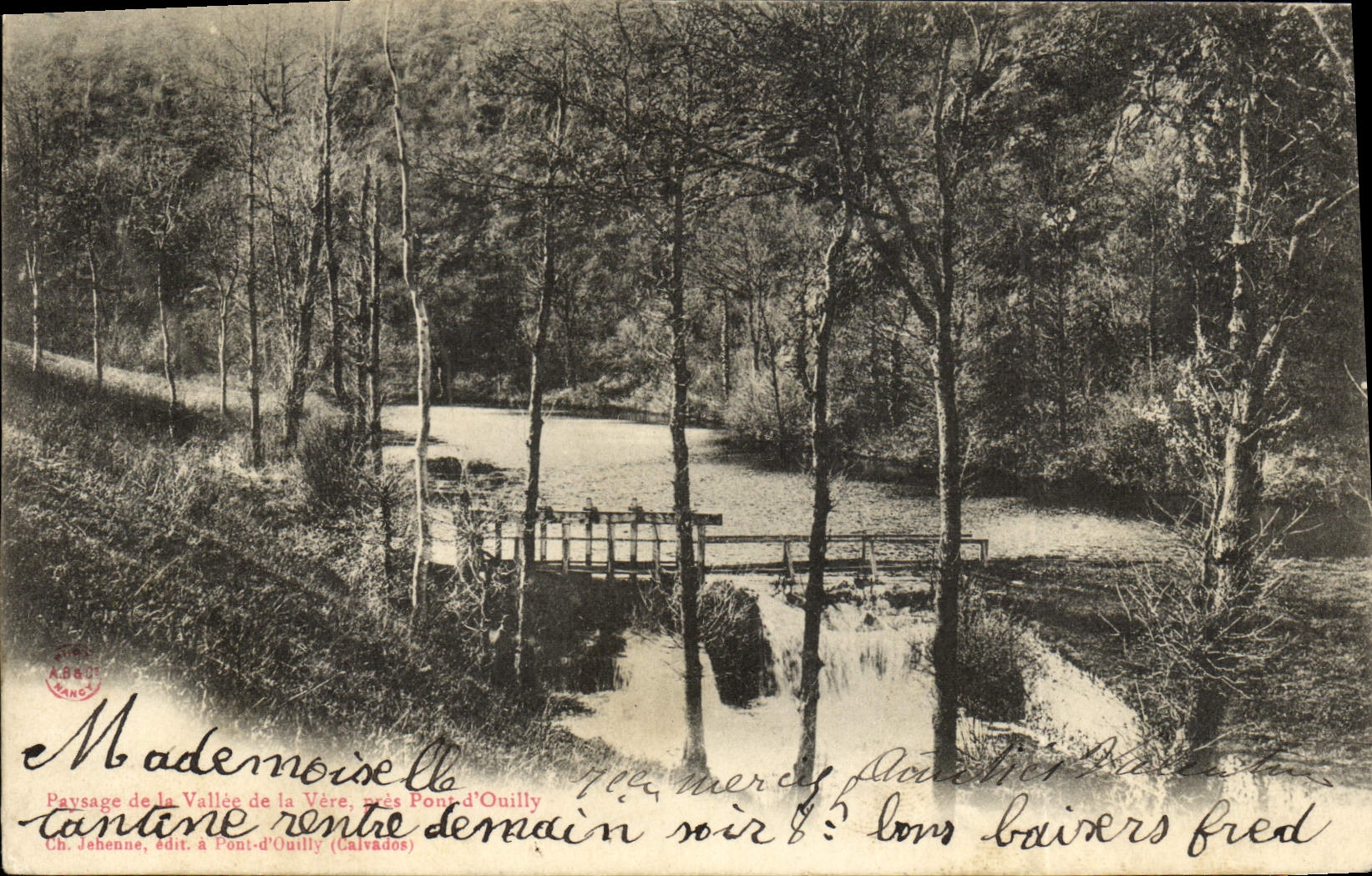 Paysage de la Vallée de la Vère, près Pont-d'Ouilly (Calvados) — Ch. Jehenne, édit. à Pont-d'Ouilly