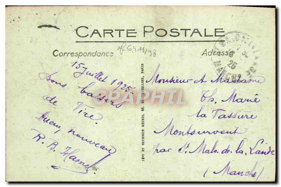 CPA Vire Les Vaux la Vallee de Canvie — Rückseite