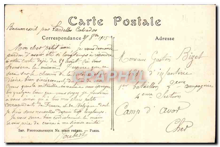 CPA Vire Les Vaux la Vallee de Canvie — Rückseite