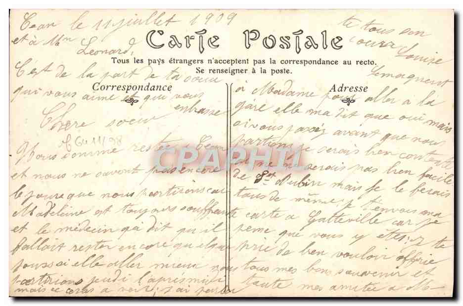 Falaise — La Rue des Cordeliers — Éditeur anonyme, n° 82 — Verso