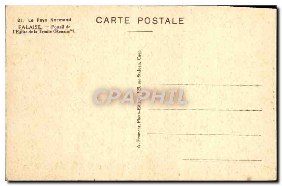 CPA Falaise Portail de L'Eglise Saint Trinite — Verso