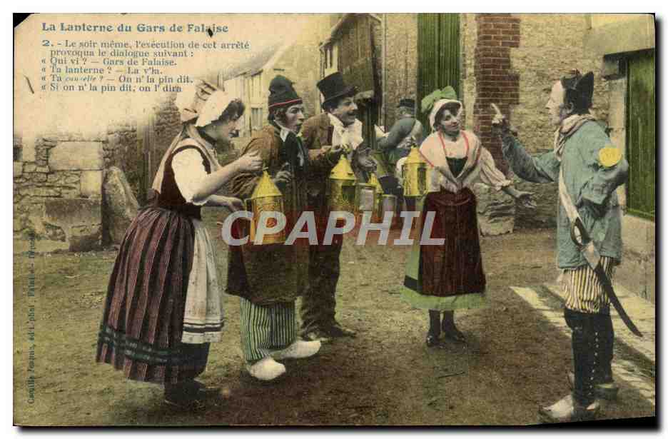 Die Laterne des Mannes aus Falaise — Dorfszene mit Dialog — Verlag C. Gaille, Paris