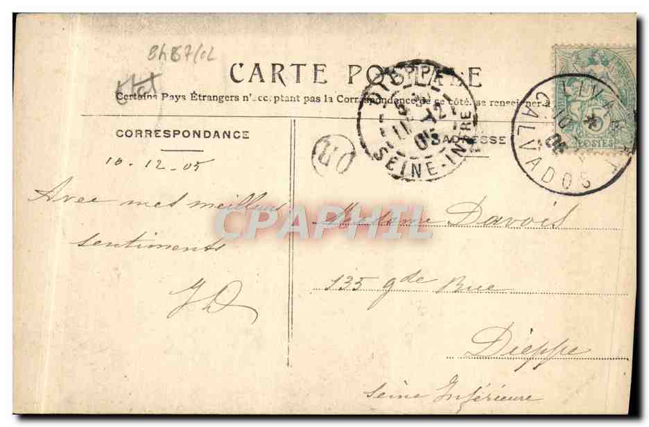 El Hombre de Falaise — Leyenda de la Lámpara — C. Jeanne, edit.-foto, Falaise, n°19 — Reverso