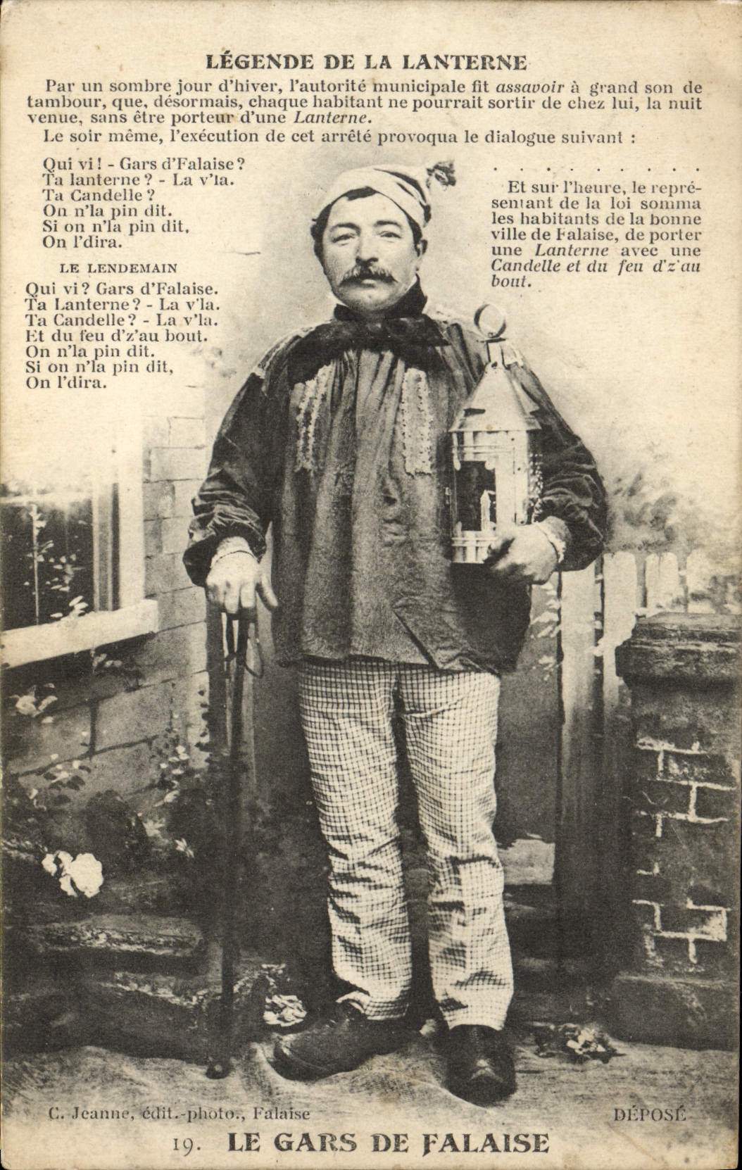 El hombre de Falaise — Leyenda de la linterna — C. Jeanne, editor-fotógrafo, Falaise, n°19