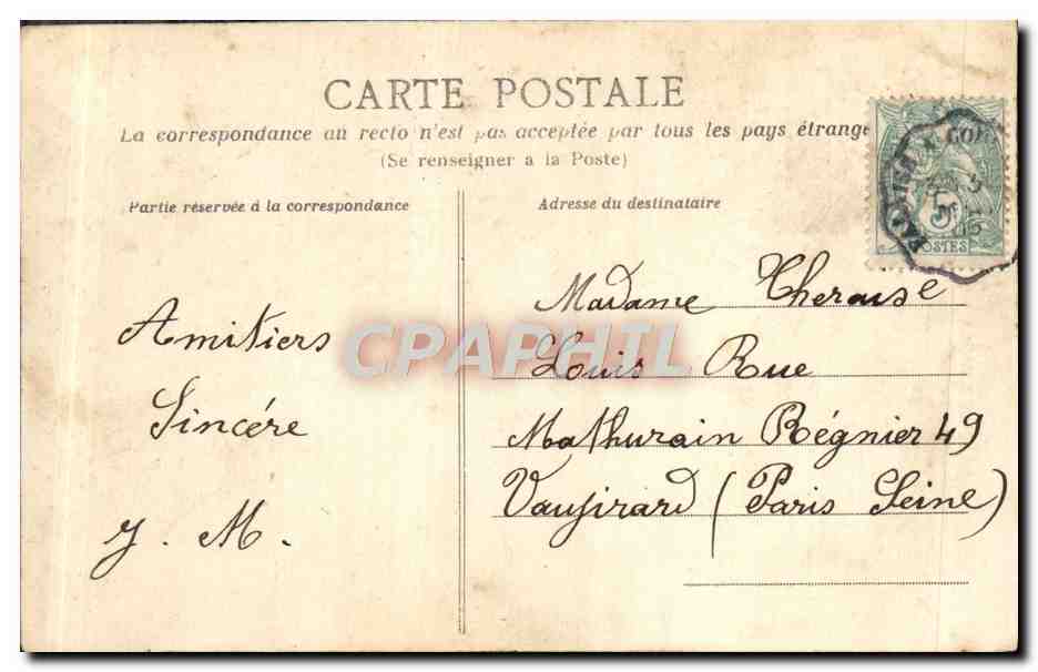 El hombre de Falaise — Leyenda de la linterna — C. Jeanne, editor-fotógrafo, Falaise, n°19 — Reverso