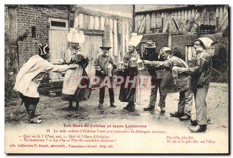CPA Gars de Falaise et Ieurs Lanternes Folklore Costume