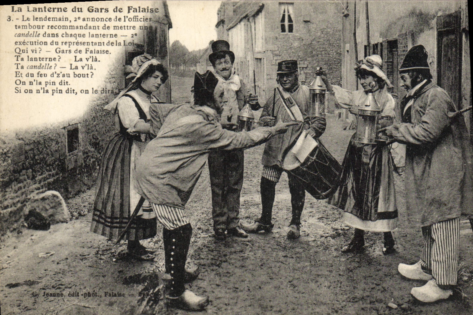 La linterna del Gars de Falaise — escena de carnaval — edit. fot. Jeanne, Falaise