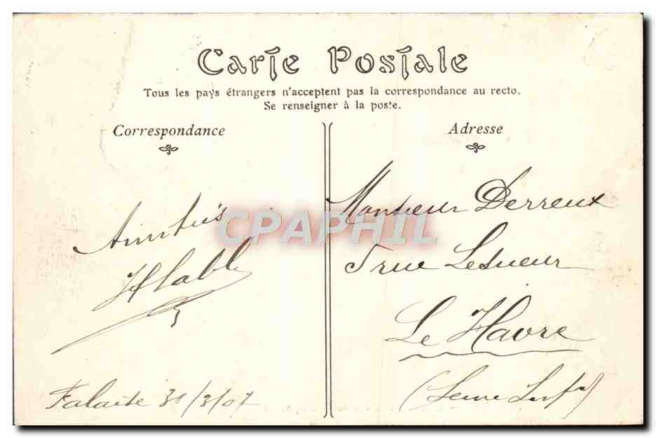 Tarjeta postal antigua Falaise La Place du Guillaume le Conquerant — Reverso