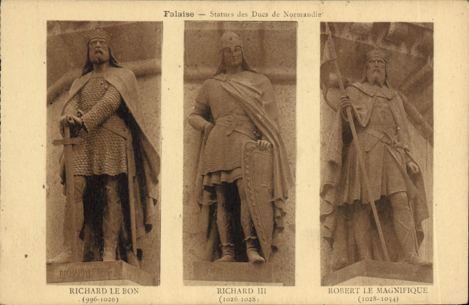 Falaise — Statues des Ducs de Normandie — Éditeur Château, Falaise