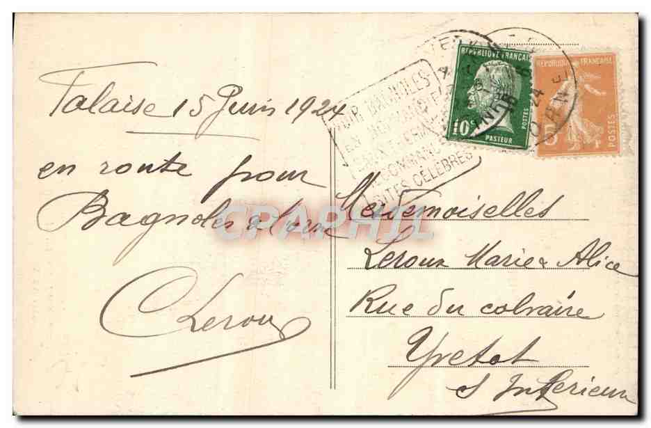 CPA Falaise Statue de Guillaume le Conquerant — Verso