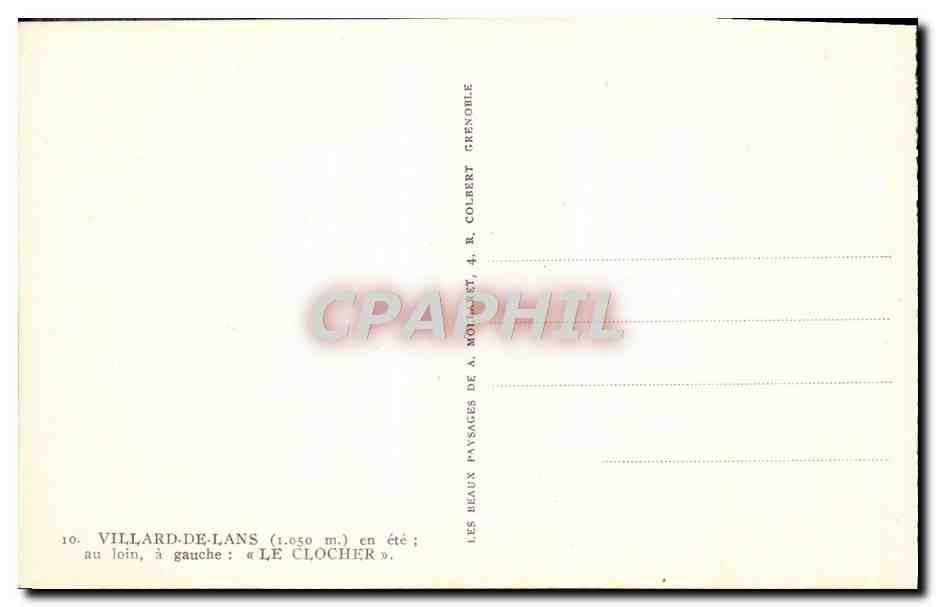 Villard-de-Lans (1.050 m) en été — Le Clocher — éditeur A. Molinet, Grenoble — Reverso