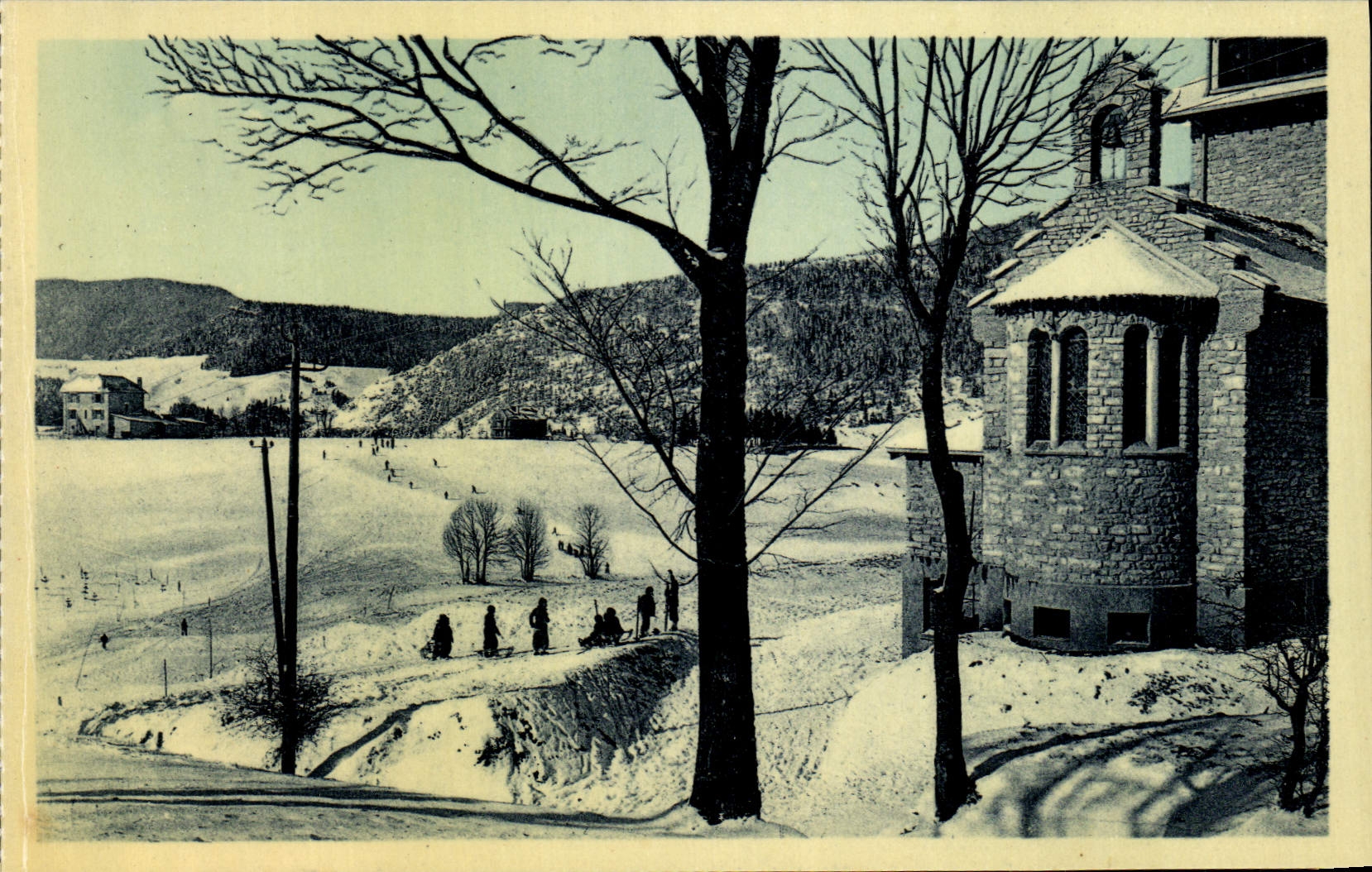 Villard-de-Lans — Le Clocher et ses pistes en hiver — éditeur A. Molin, Grenoble