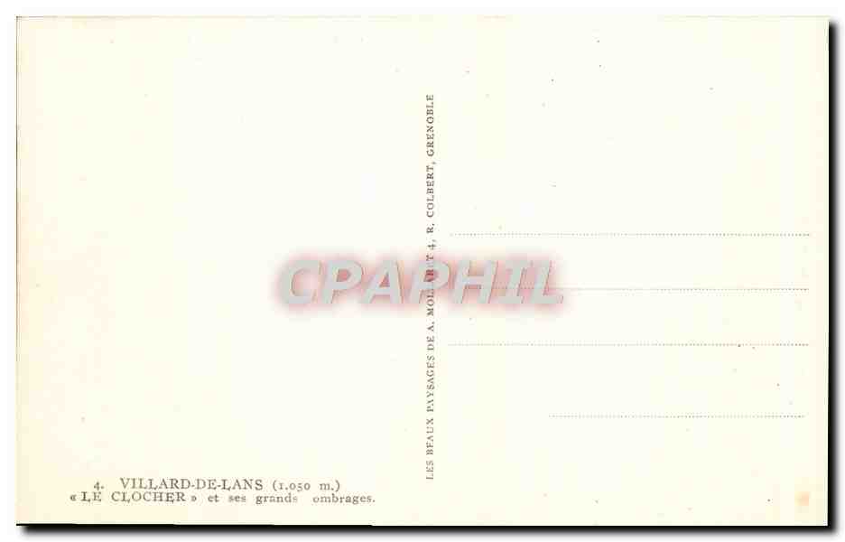 CPA Villard De Lans Le Clocher et ses grands ombrages  — Rückseite