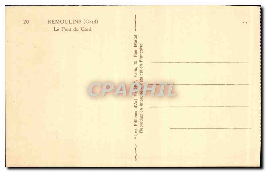 CPA Remoulins Le Pont du Gard — Rückseite