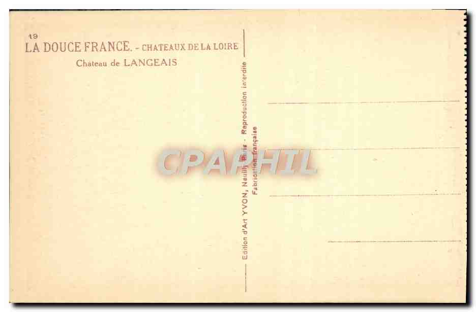 CPA Chateau de Langeais Chateaux De La Loire — Rückseite