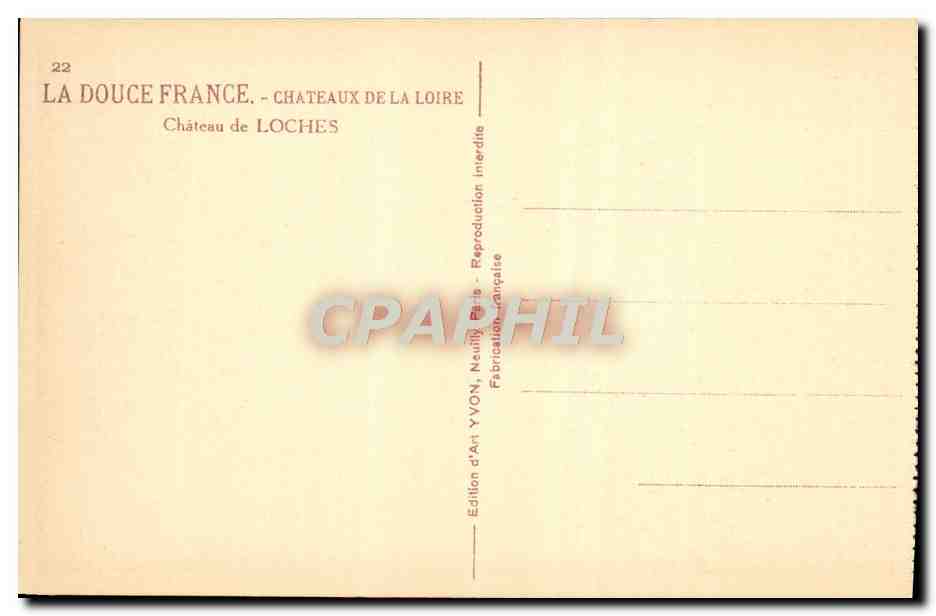 CPA Chateaux De La Loire chateau de Loches — Rückseite