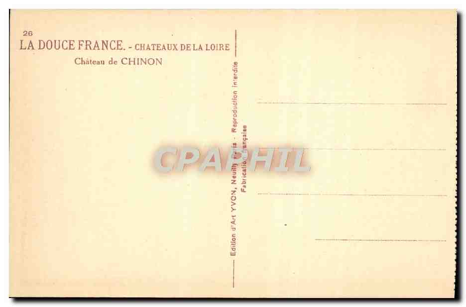 CPA Chateaux De La Loire chateau de Chinon — Rückseite