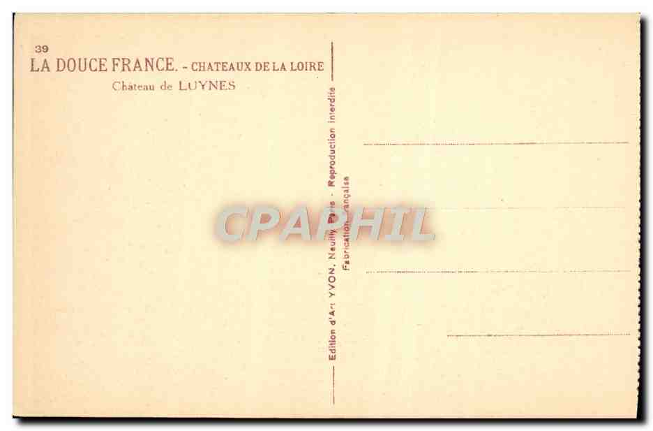 CPA Chateaux De La Loire Chateau de Luynes — Rückseite