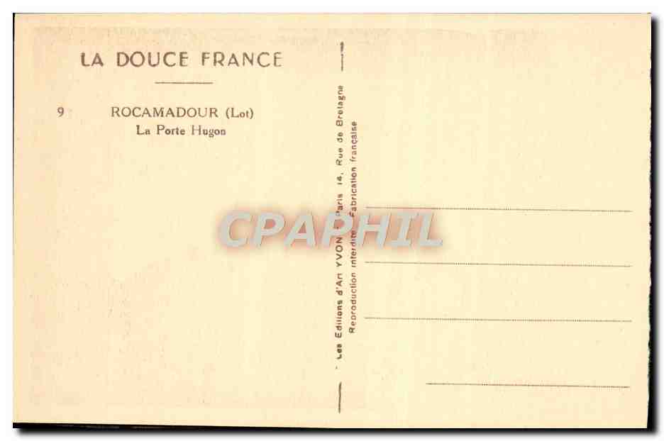 Rocamadour (Lot) — La Porte Hugon — Les Éditions d'Art Yvon, Paris — Reverso