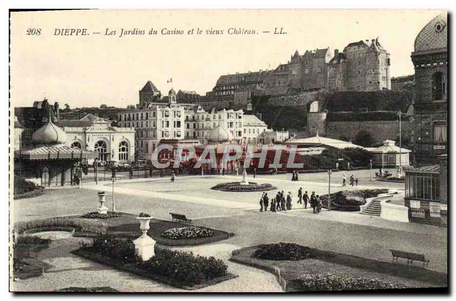 CPA Dieppe Les Jardins du Casino et le vieux Chateau 