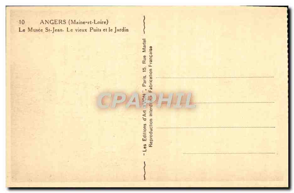 CPA Angers Le Musee St Jean Le vieux Puits et le Jardin — Rückseite