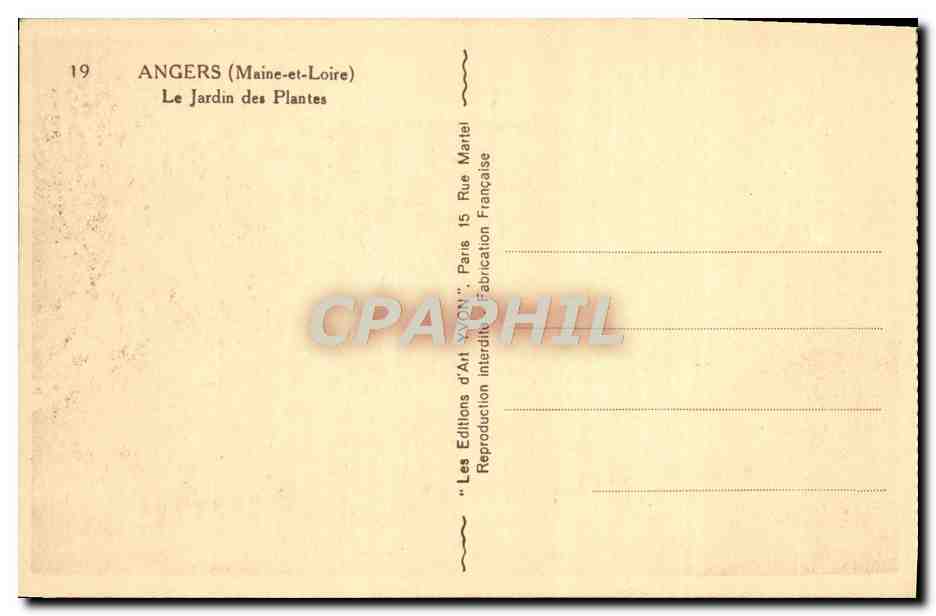 CPA Angers Le Jardin des Plantes  — Rückseite