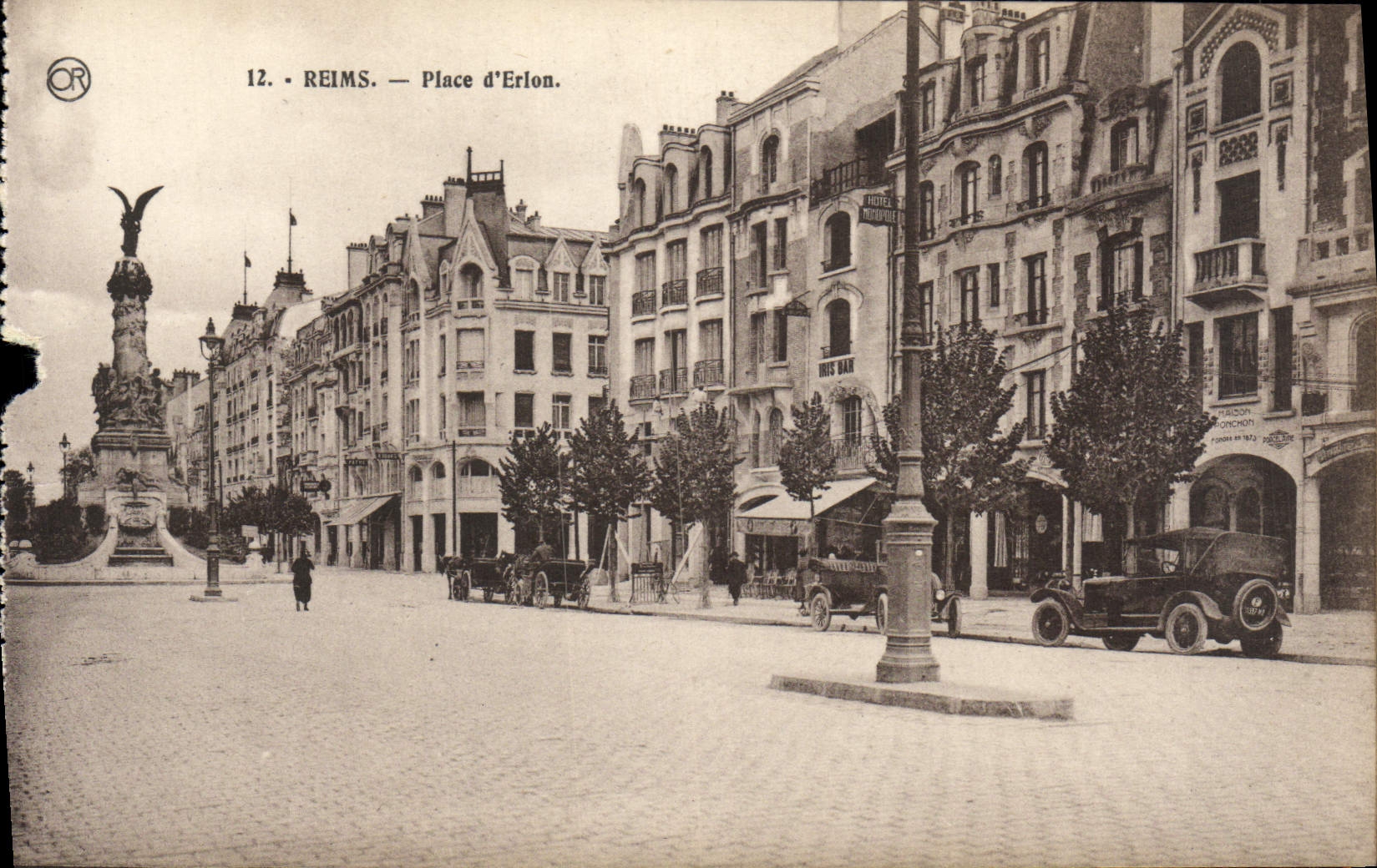 Antike Ansichtskarte Reims Place d'Erlon