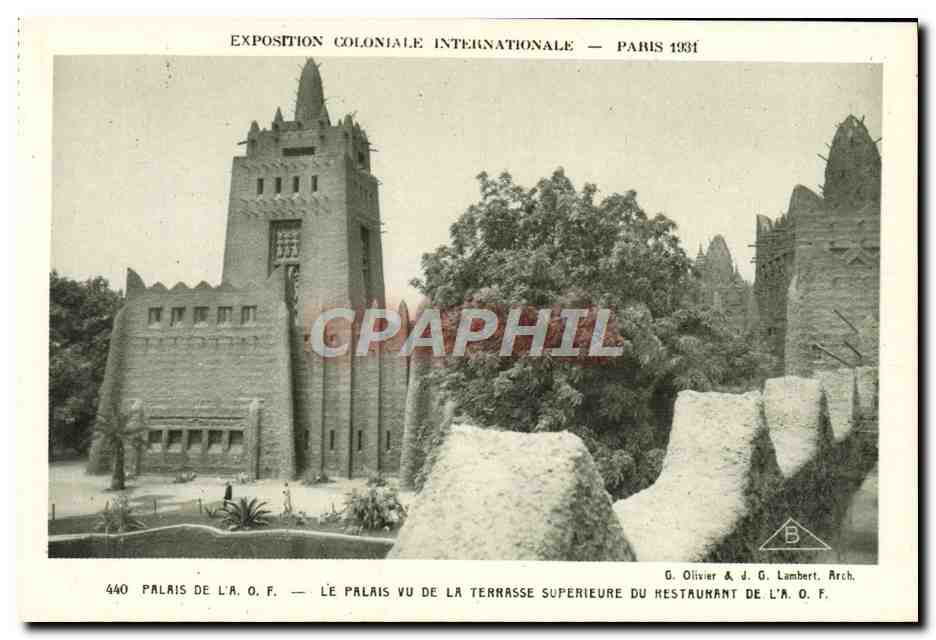 CPA Exposition Coloniale Internationale Paris 10931 Palais de l'AOF Le palais vu de la terrasse superieure du restaurant